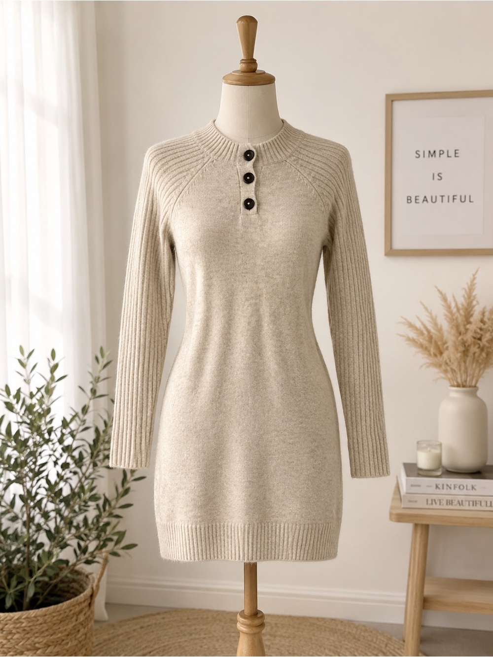 Abercrombie & Fitch Cream Ribbed Knit Sweater